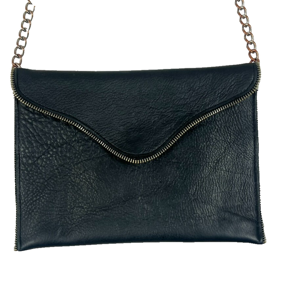 JJ Winters Beverly Hills Crossbody Bag Leather Black Zipper Purse